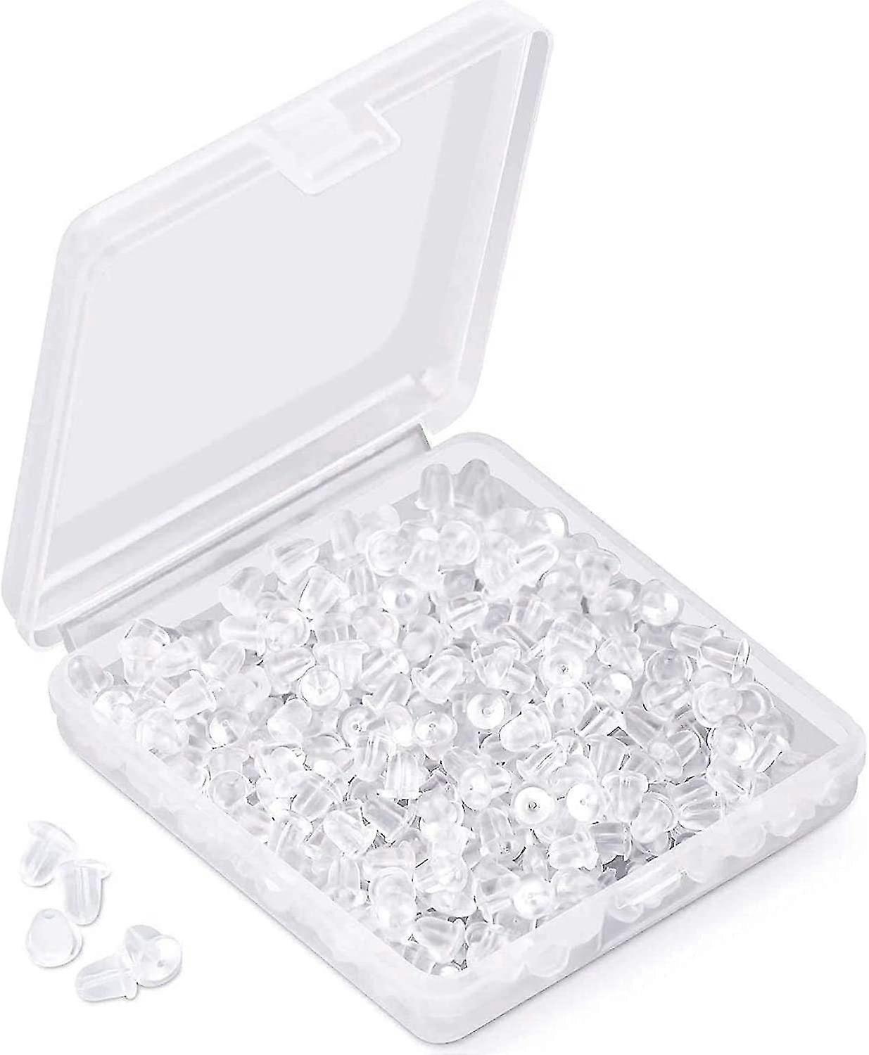 100pcs (50 Pairs) Clear Soft Rubber Butterfly Earring Backs Stoppers Earnuts