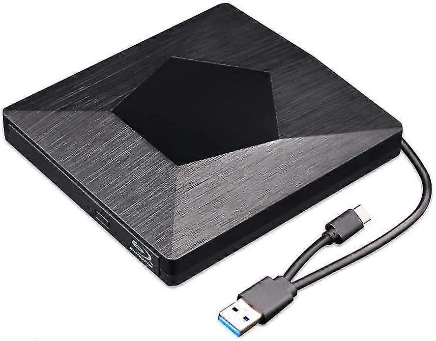 External 3d Dvd Drive Burner, Ultra Slim Usb 3.0 And Type-c Bd Cd Dvd Burner Player Writer Reader Disk For Mac Os, Windows Xp/7/8/10, Laptop Pc ,black