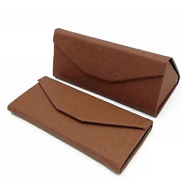 2pcs Cross Pattern Leather Glasses Case Triangle Foldable Hard Leather Glasses Case Sunglasses Storage Box Glasses Accessories
