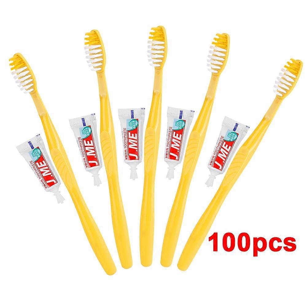 100Pcs Disposable Portable Travel Toothbrush With Toothpaste Kit Convenient