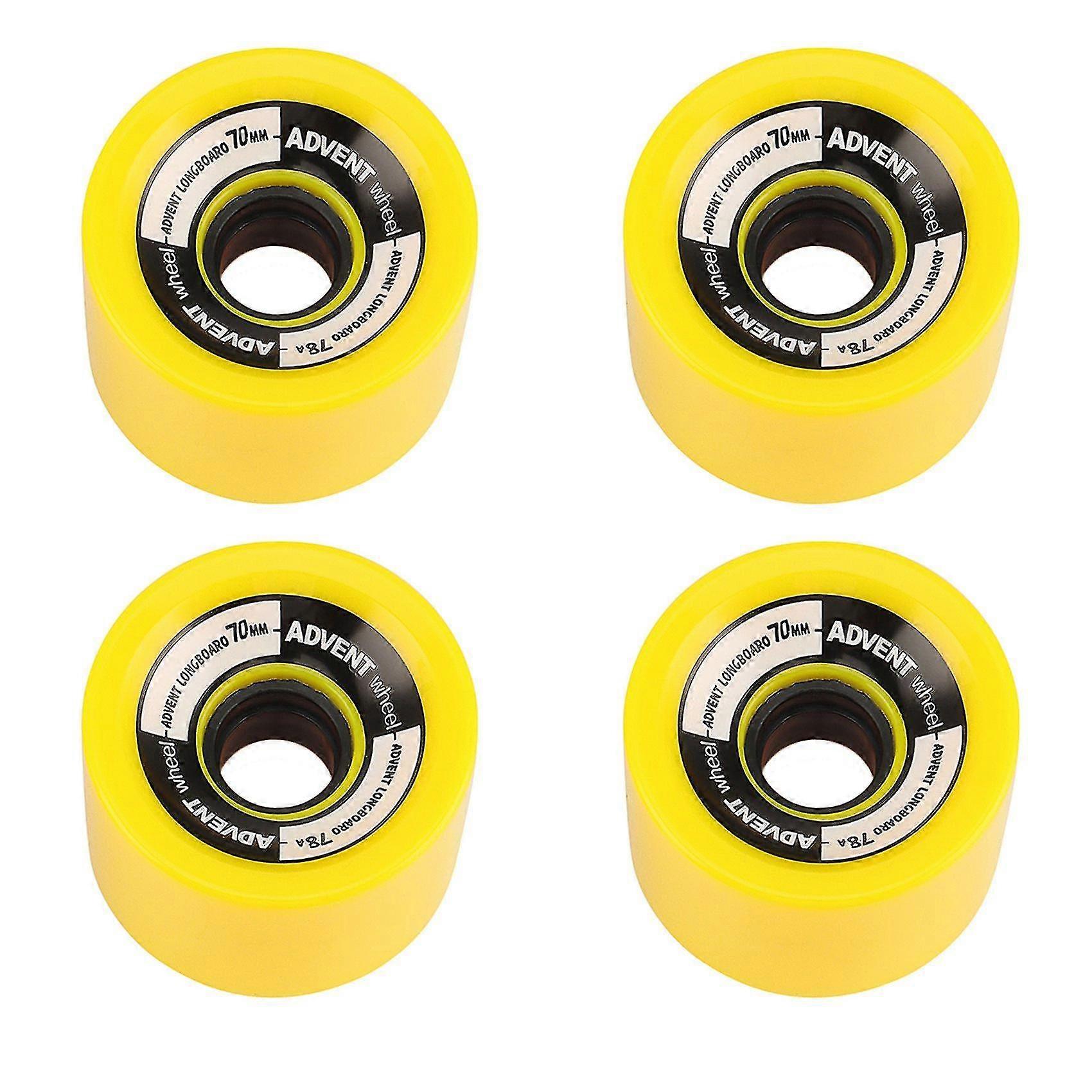 Set Of 4 Wheels 70x51mm 78a Offset Hub Solid Longboard Wheels ,yellow
