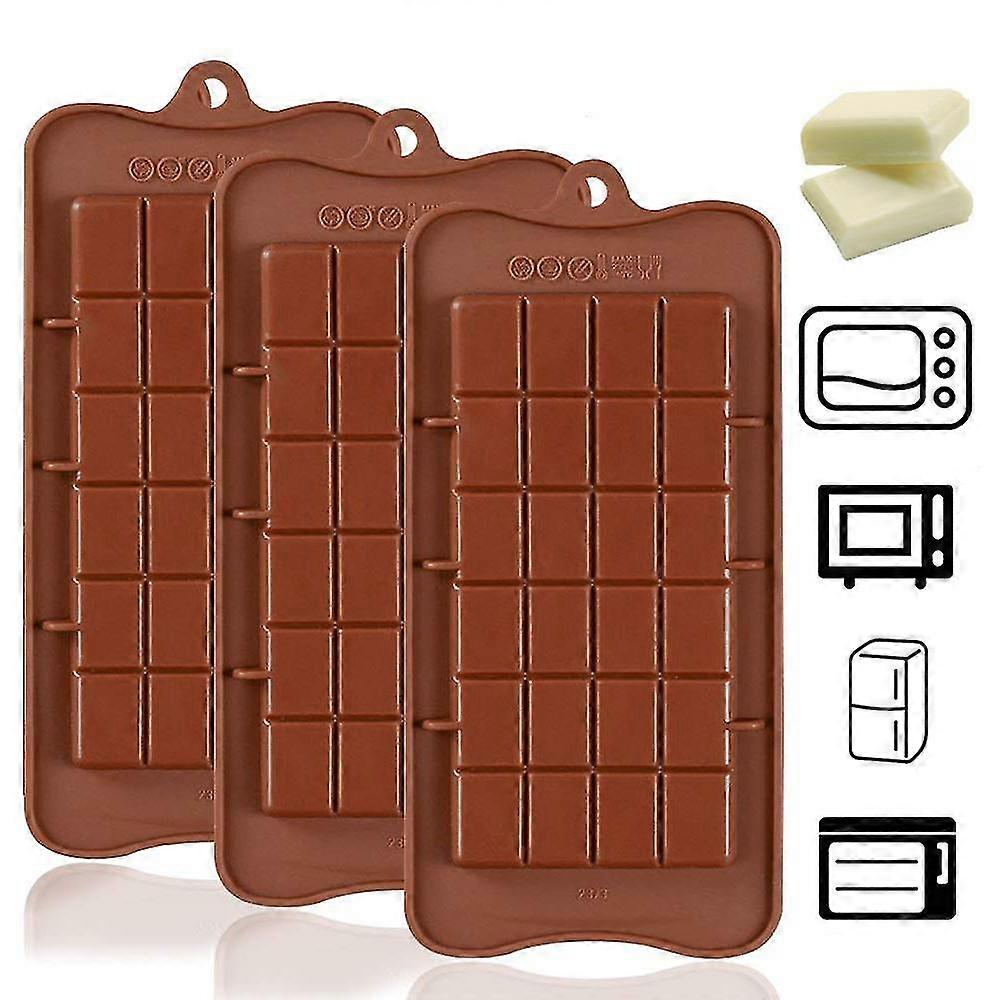 3 Pack Silicone Candy Molds Waffle 24 Grids, Candy Molds
