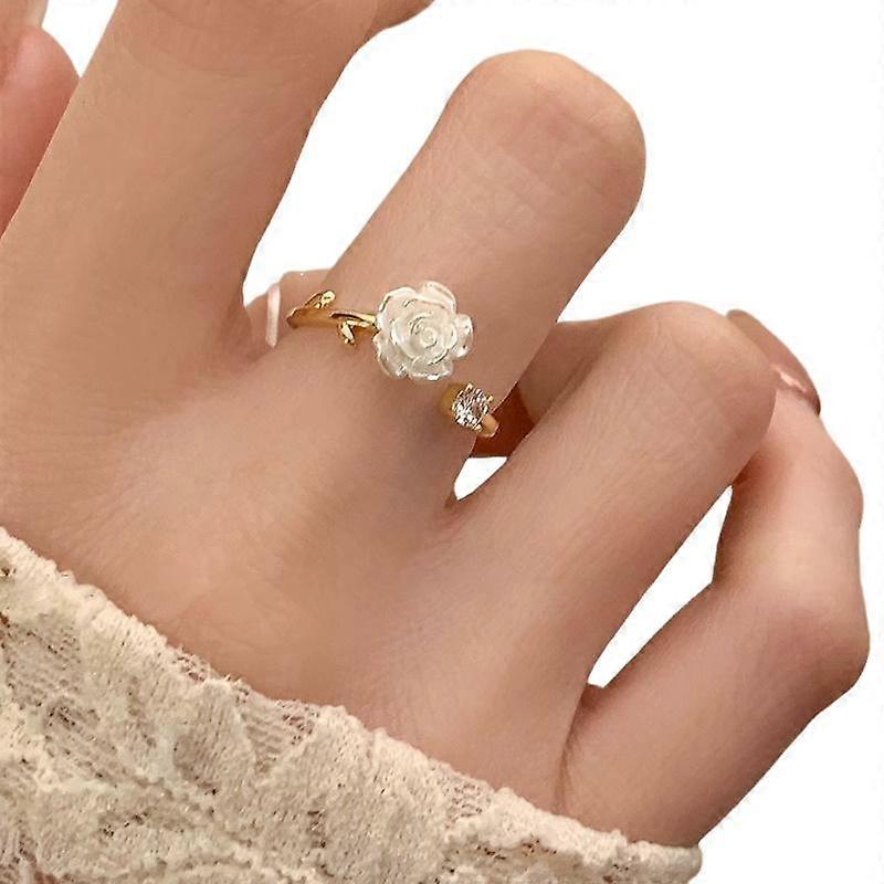 Camellia ring, girl's ring, adjustable
