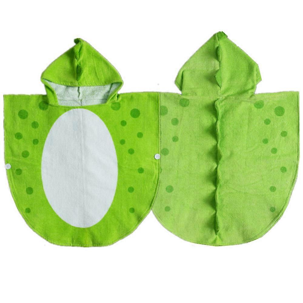 フード付きベビータオル、綿恐竜パターン、かわいいバスタオル、キッズローブ、ビーチ、フード付き水泳、赤ちゃん用ポンチョ、男の子、女の子(緑)