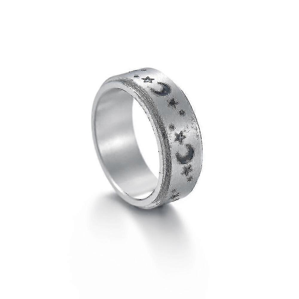 Titanium Stainless Steel Spinner Rings Moon And Star Relief Fidget Anxiety Ring