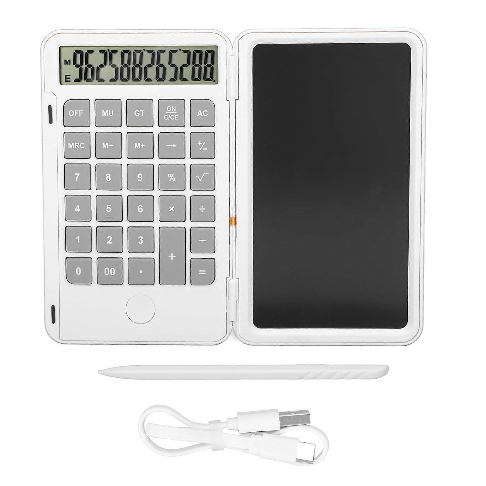 Calculator Writing Tablet 6.5in LCD Chargeable Portable Paperless Drawing Handwriting BoardWhite