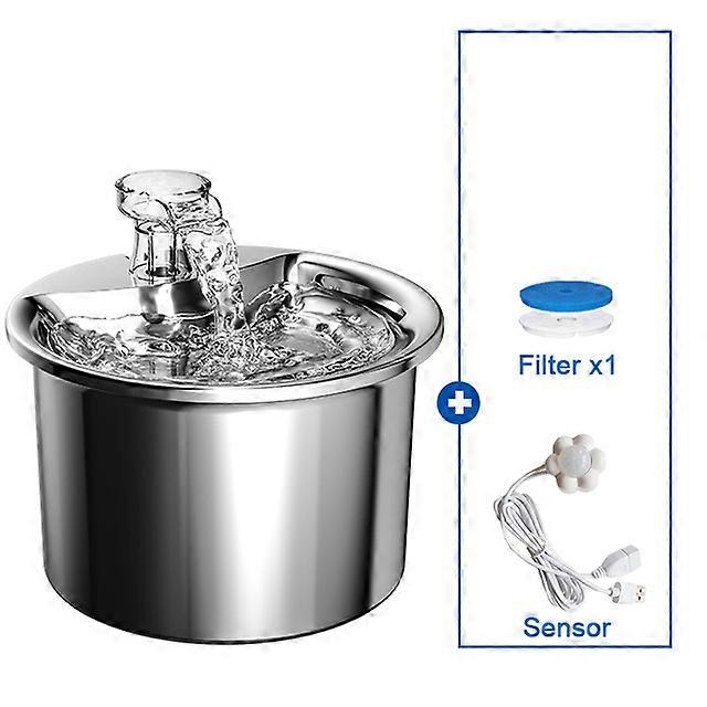 Automatic Cat Water Fountain With Filter Sensor Pet Stainless Steel Drinking Fountain Cat Dog Ultra-Quiet Fountains Cats Drinker