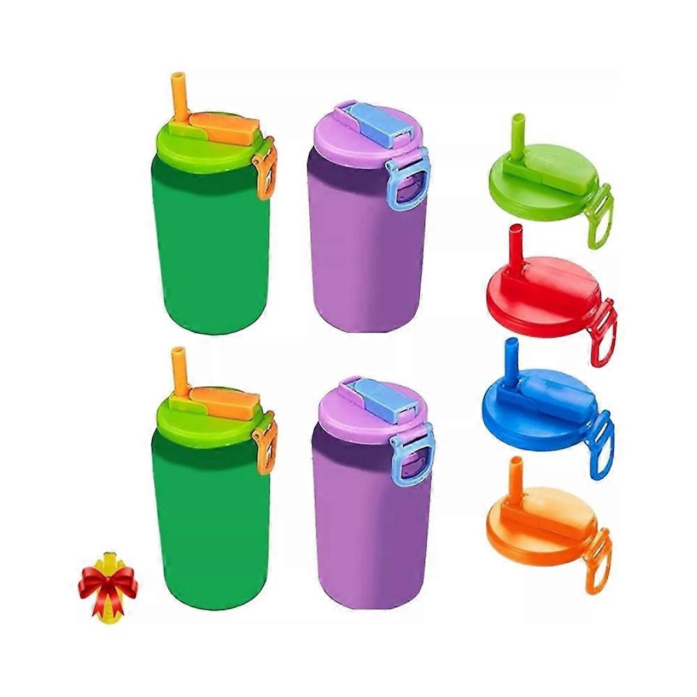 4 Color Soda Can Lids,Silicone Straws Soda Can Covers,Can Covers For Soda