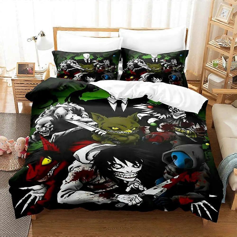 a908 Lakan Jeff och Jane Creepypasta Sängkläder Set Single Twin Full Size Säng Set Vuxen Barn Sovrum Påslakan Set Anime Lakan iip908