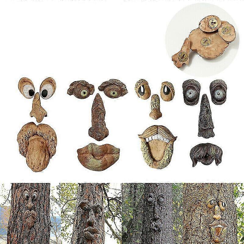 Qian Tree Face Decor Old Man Tree Hugger Bark Ghost Face Garden Yard Art Decor Easter Creative Props