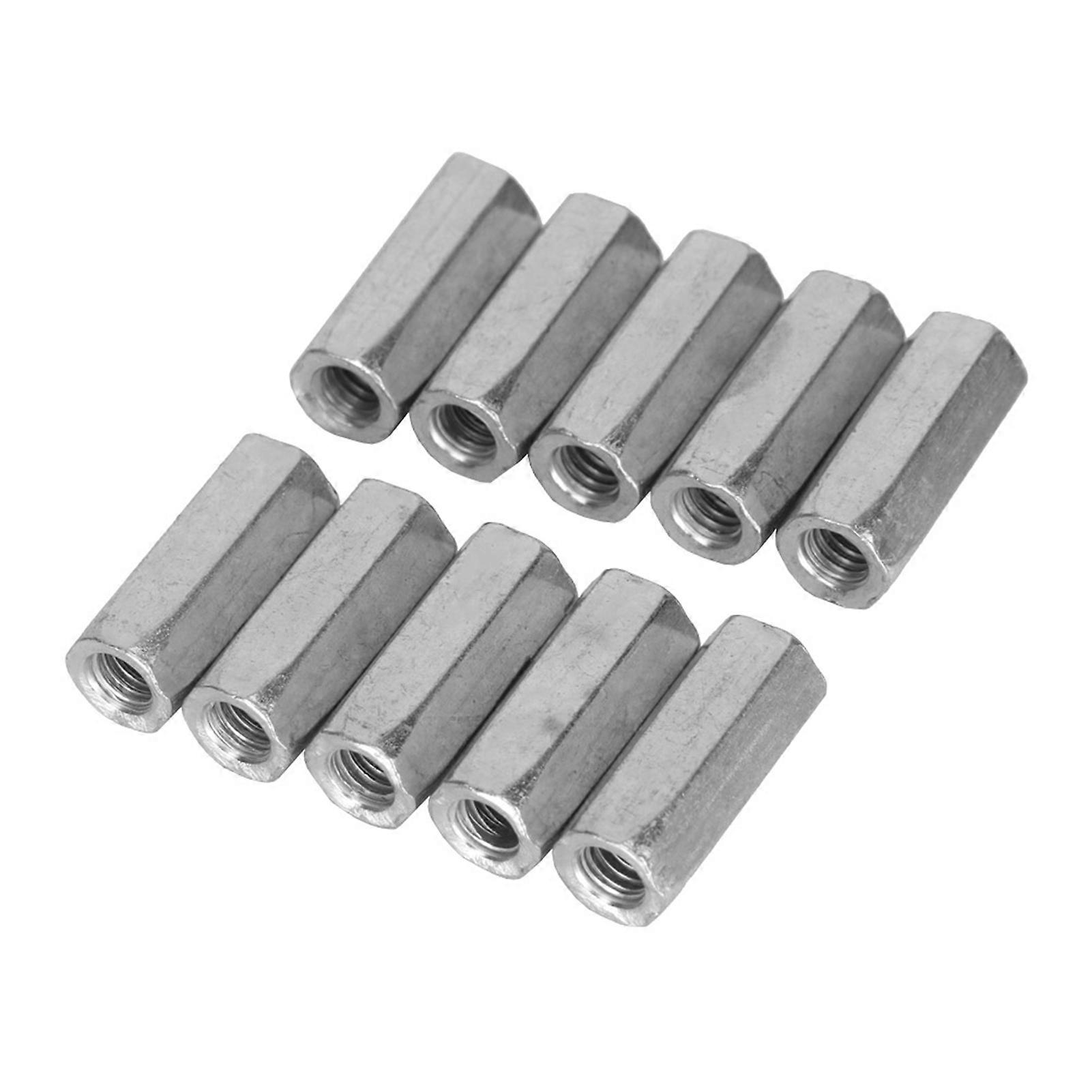 10pcs Long Rod Nut Hex Hexagonal Sleeve Nut Standoff Threaded Fasteners (M6 * 25)