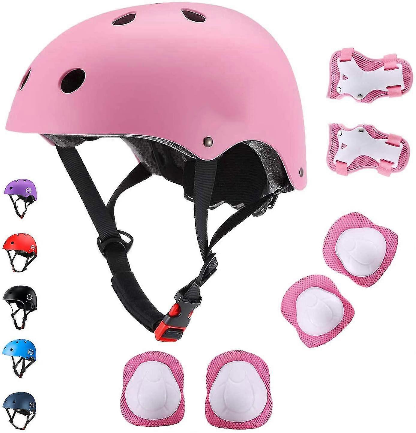 7キッズヘルメットと膝パッドのセット男の子女の子キッズ保護具セット調整可能なキッズスケートヘルメット膝&エルボーパッドサイクリング、スケート、スケートボア用
