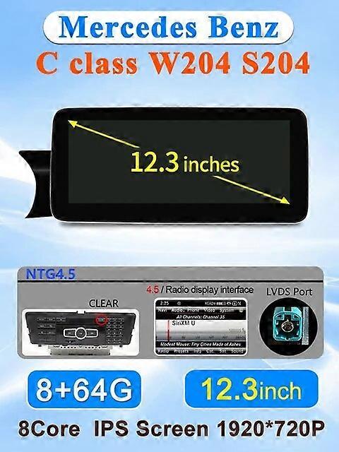 Factory Price 8Core Car Radio Stereo Multimedia Player For Mercedes Benz C Class 11-15 W204 S204 Intelligent Vehicle System