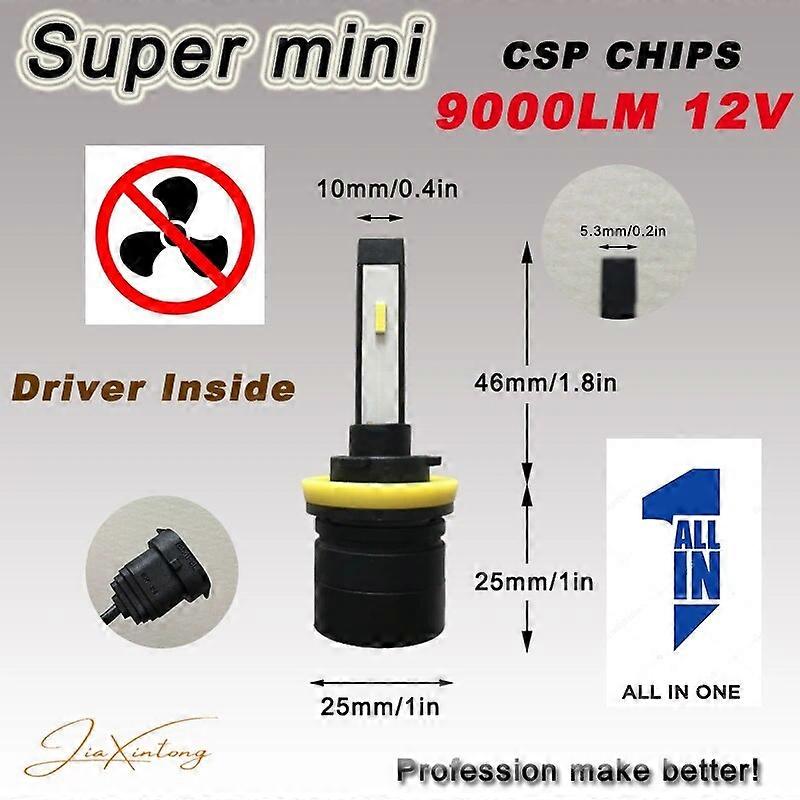 WX-H11 H8 H9 LED Fog Light Car Headlight Bulbs SuperMini Built-in driver fanless Headlamp H1 H3 H4 H7 9005 HB3 9006 HB4 H13 H27