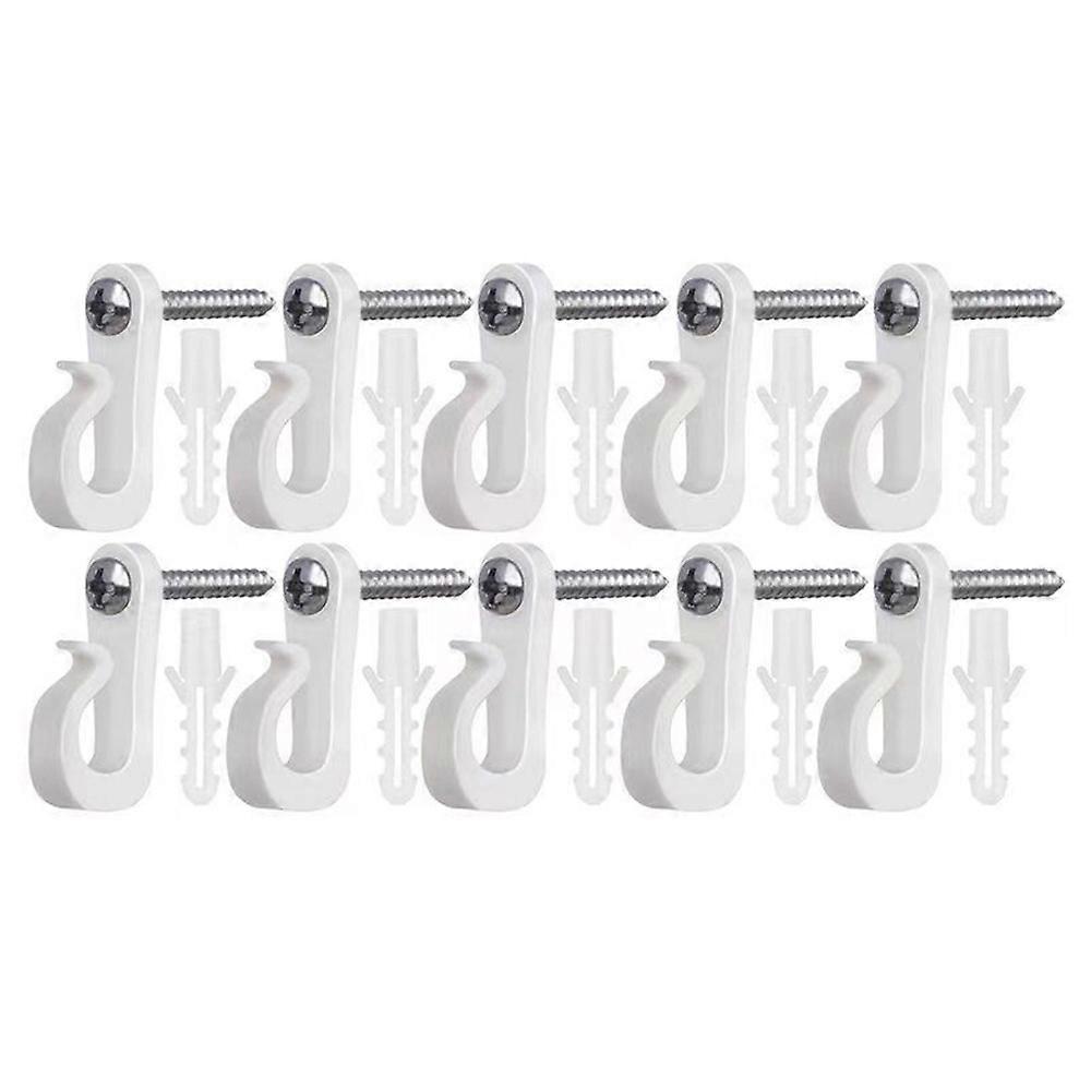 10-pack utomhus hängande växtkrokar för String Lights - Kraftiga skruv-in expansionsankare - vit