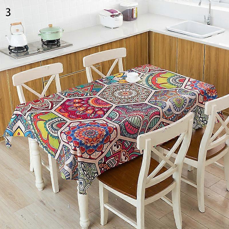 Bohemian Style Printed Decorative Tablecloth Rectangular Wedding Banquet Dining Table Set Colorful Geometric Tea Tablecloth