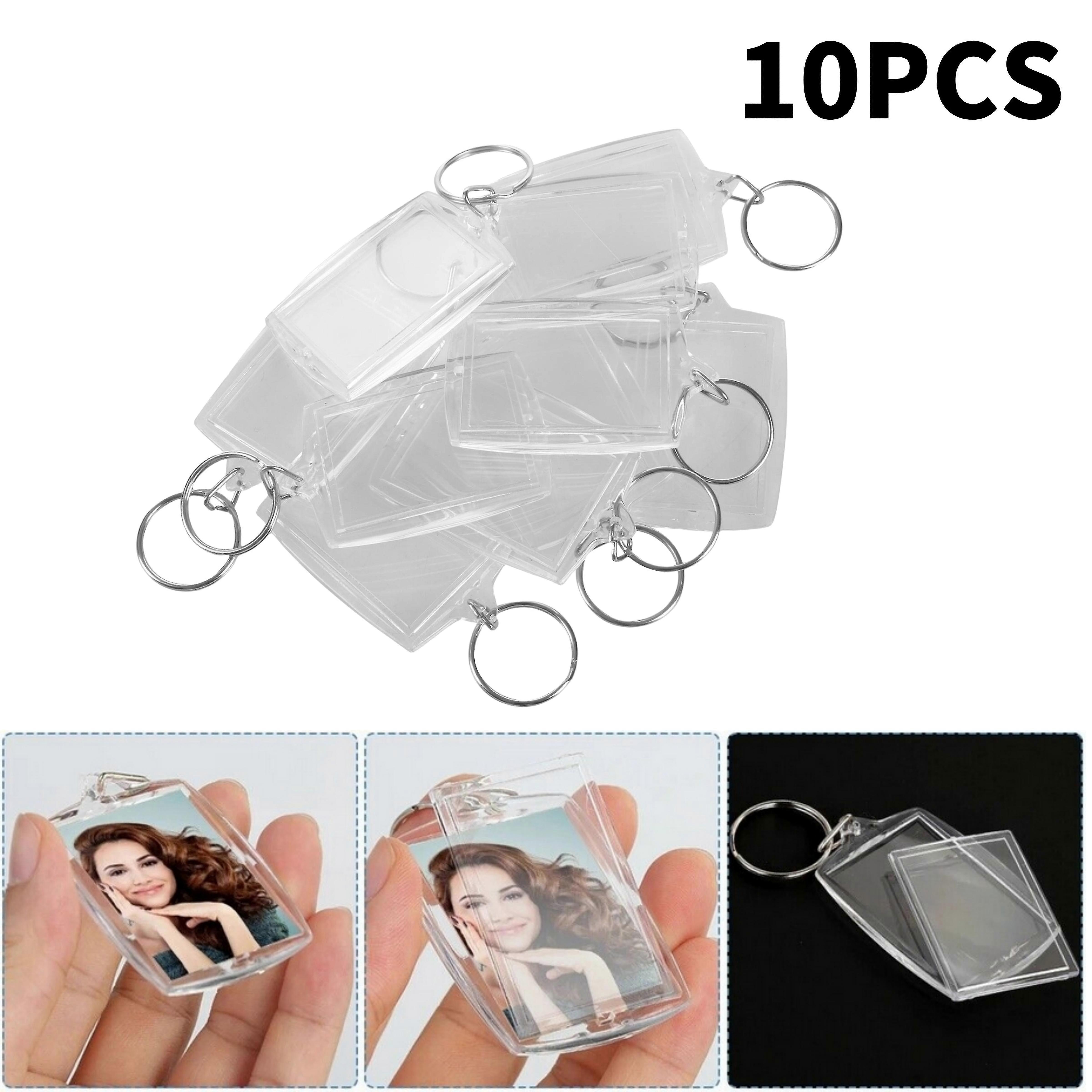 10pcs Blank Insert Photo Frame Split Ring Keychain Functional Keyring Picture Frame,100% New