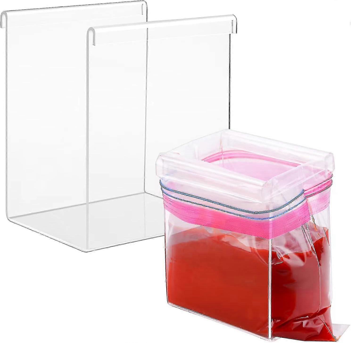 Stativ for oppbevaringspose for mat, stativ for fylling av frysepose med glidelåslås, poseholder, håndfri sølforebygging