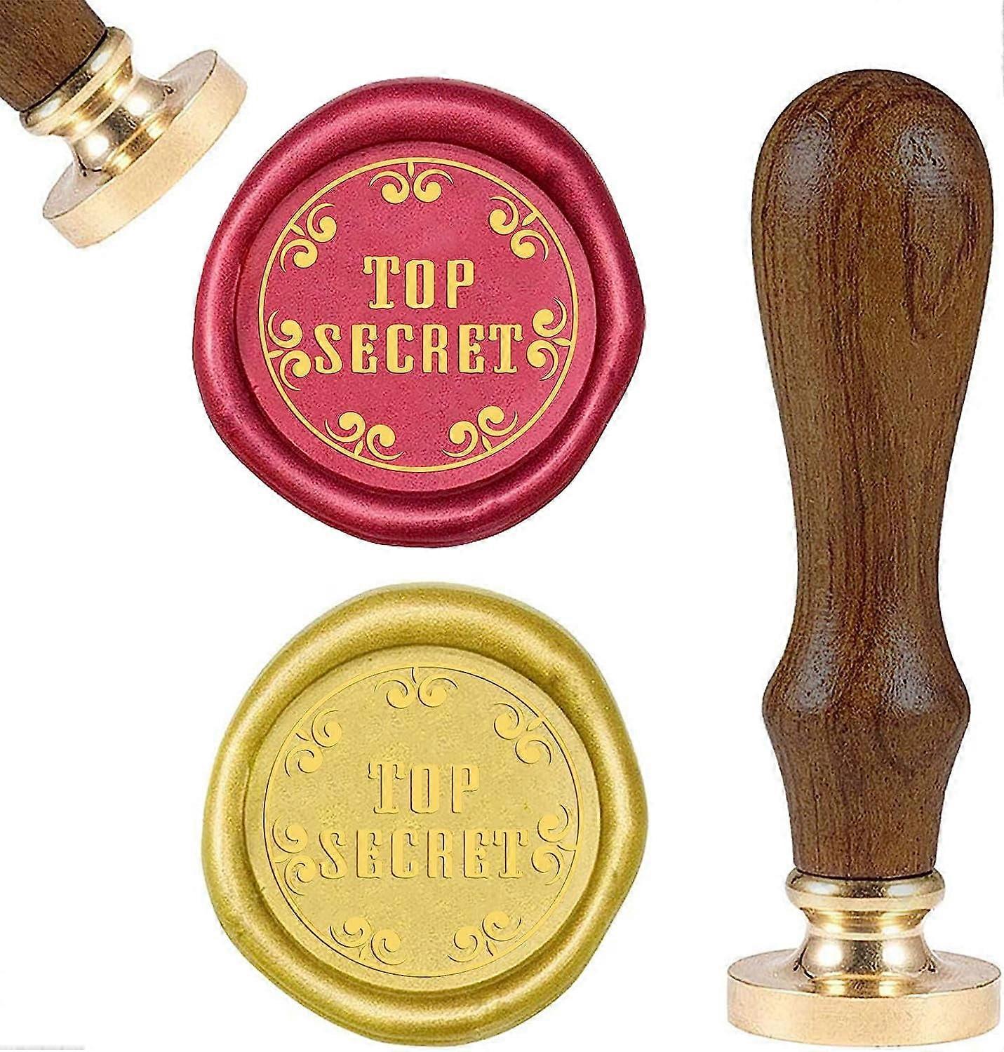 1pc Top Secret Pattern Brass Wax Seal Stamp and Wood Handle Sets Astronaut Sealing Wax Stamps Retro Wood