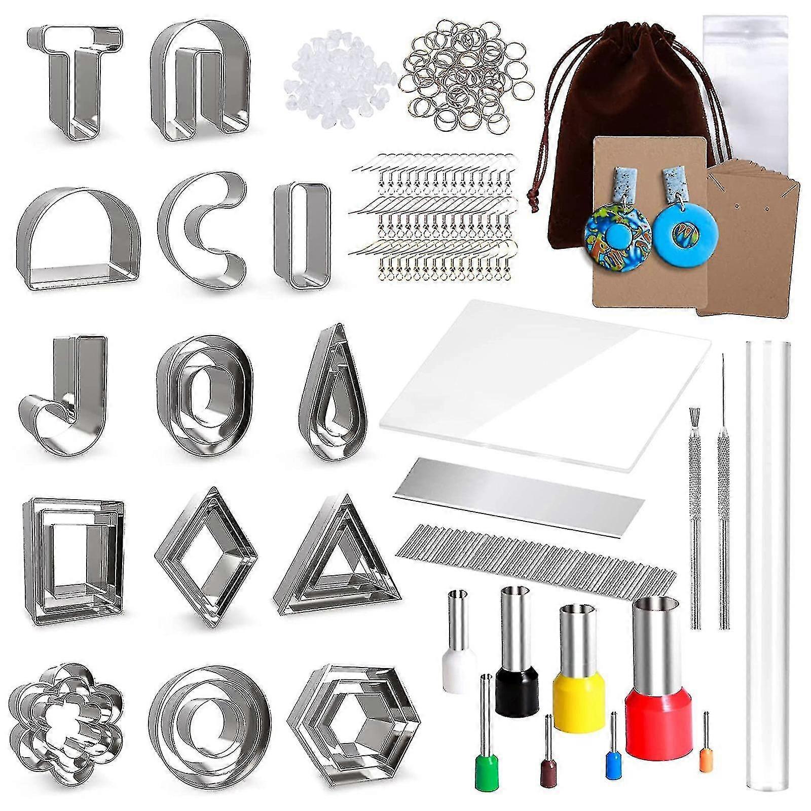 165pcs/set الطين القرط القواطع كيت الطين القواطع للبوليمر الطين والمجوهرات