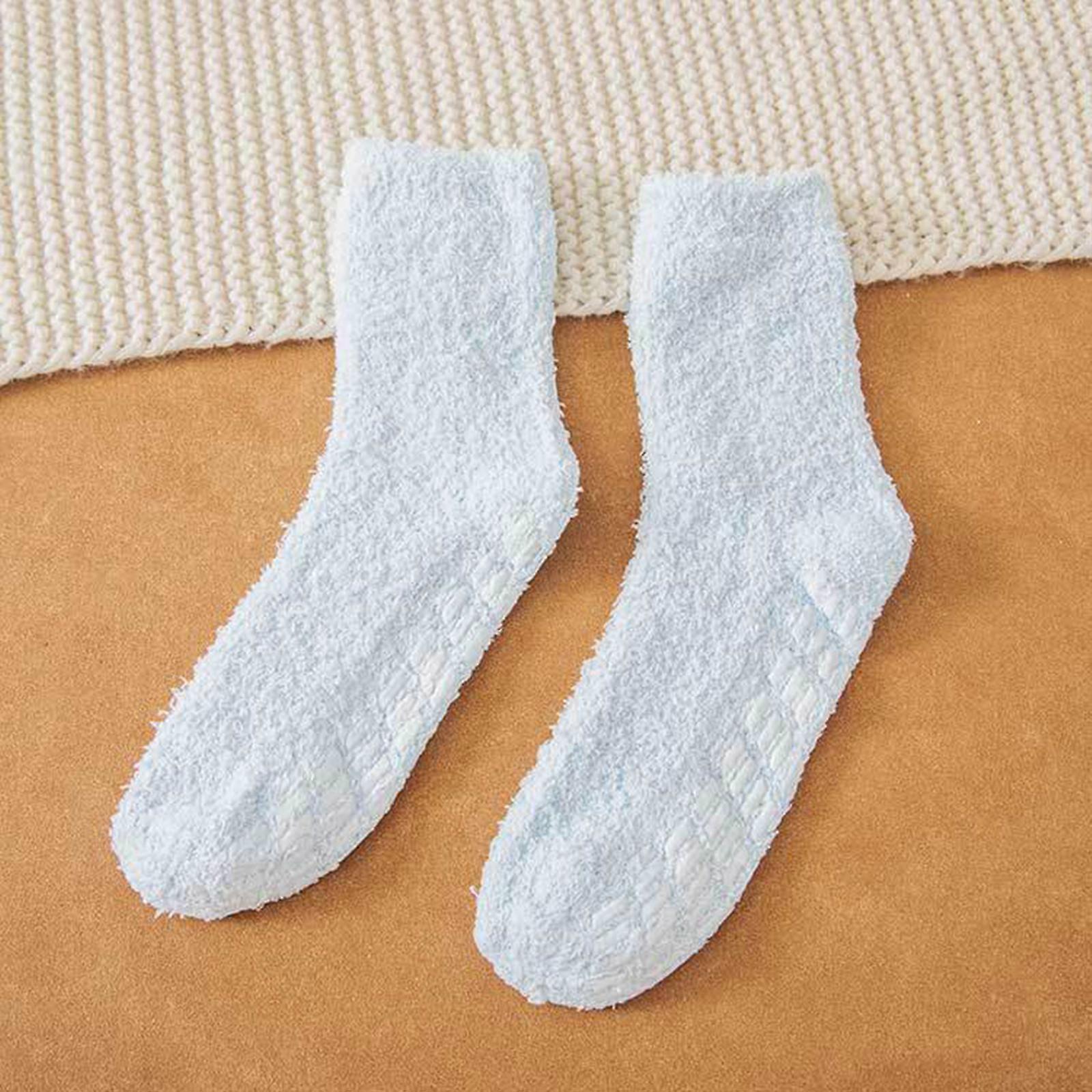 5 Pairs Women Warm Super Soft Plush Slipper Sock Winter Fluffy Microfiber Crew Socks Casual Home Sleeping Fuzzy Cozy Sock