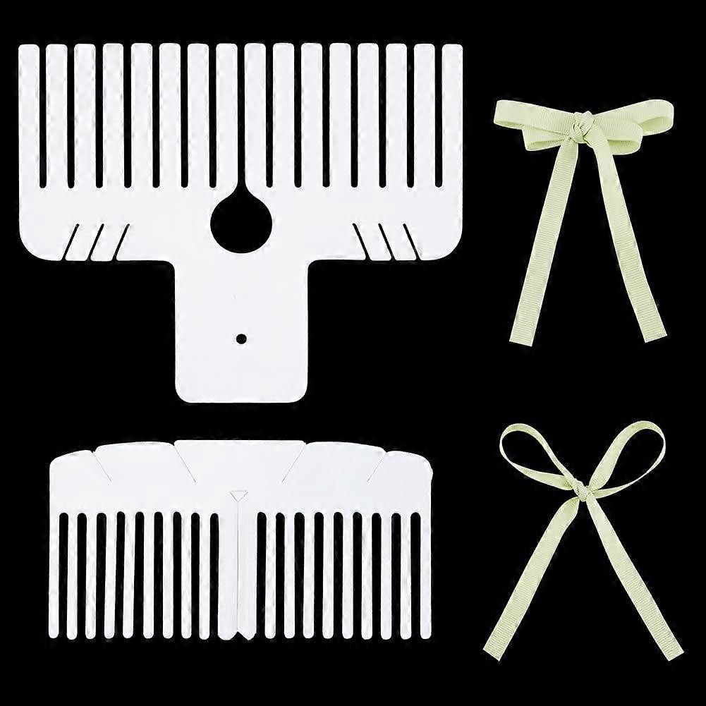 2PCS Bow Maker Tool 2 Style Plastic Bowknot Knitting Tools Hair Bow Making Tool Handmade Craft Fixing Tool for Creating Gift Bows Wrist Corsages Home
