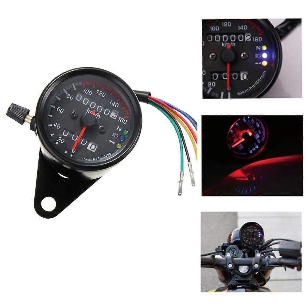 Motorcycle Speedometer Dual Odometer Gauge with Led Backlight Neutral Headlight Turn Signal Indicator 12V Universal|Instruments|