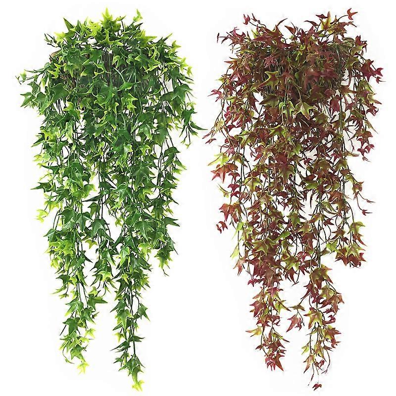 2 Pieces Artificial Plants, 80cm Artificial Maple Leaf, Simulation Vine Plant Hanging Vine Leaf, for Garden Bar Family Wedding Decoration