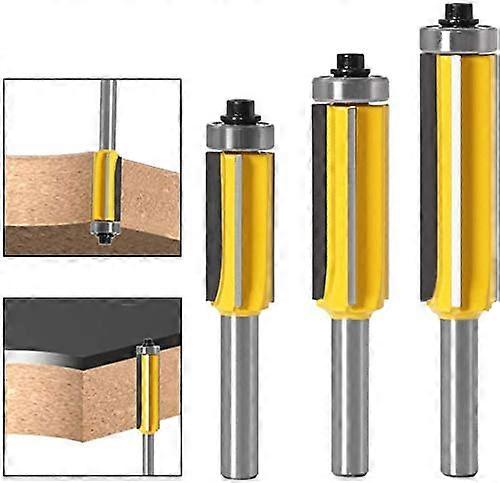 8mm Shank Wood Router Bit with 4 Blades, 3pcs Finishing Pattern Router Bit Set Shank Flush Trim Bit