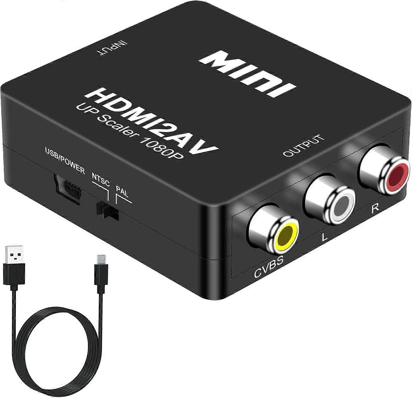 HDMI to AV Adapter,HDMI to 3RCA Composite CVBS Video Audio Converter Support PAL/NTSC with USB Cable,Compatible for PC/Laptop/Xbox/PS4/PS3/TV/DVD Came