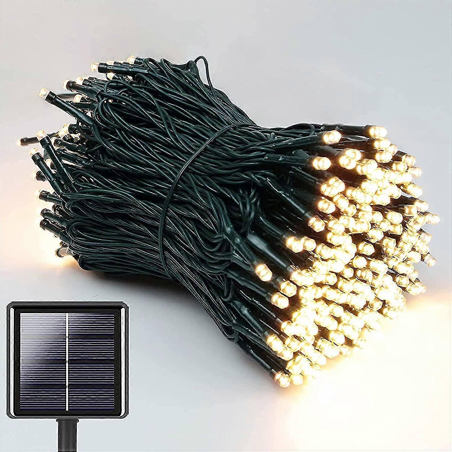 Guirlandes lumineuses solaires extrieures, 22m 200 guirlandes solaires LED extrieures tanches, 8 modes Guirlandes solaires blanc chaud pour jardin, patio, dcoration de balcon
