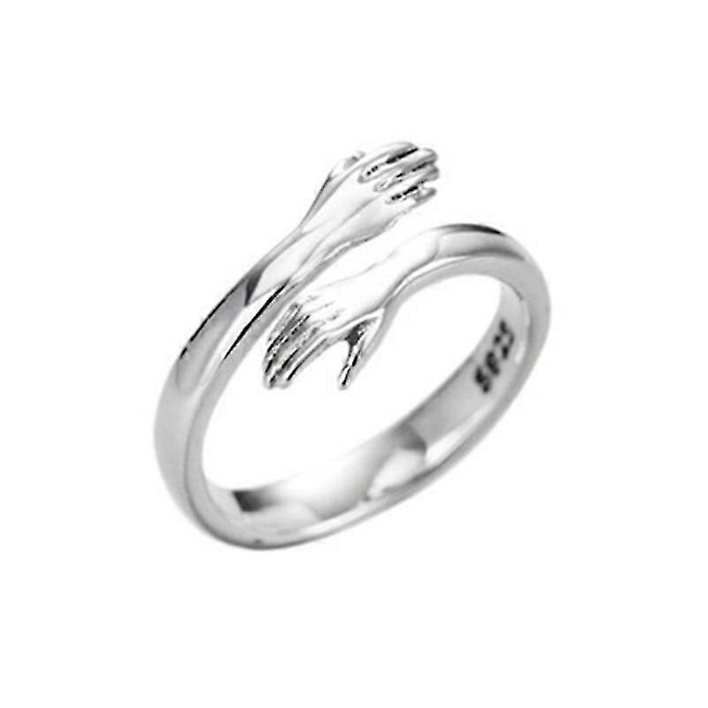 sterling Silver Love Hug Ring Open Finger Fully Adjustable Rings