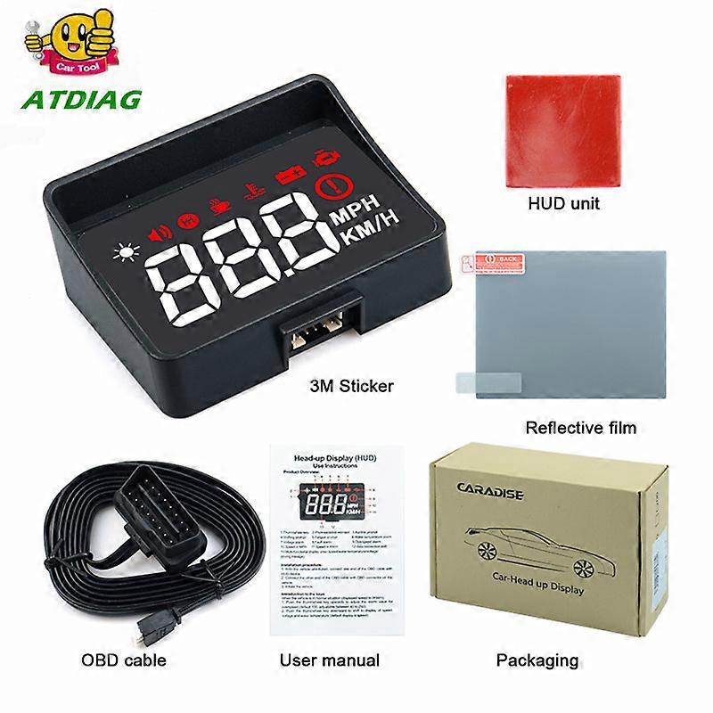 HUD  A100S With Lens Hood Windshield Projector OBD2 II EUOBD Car Head Up Display Overspeed Warning System Voltage Alarm
