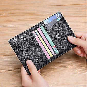 Slim Faux Leather Card Holder - Minimalist Wallet For Credit Cards & Driver's License