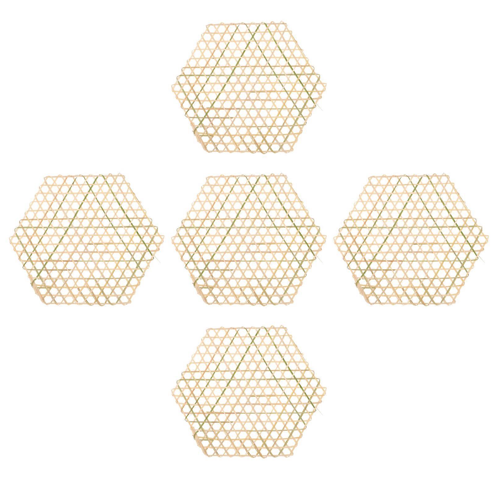 5Pcs Bamboo Mesh Mat Multi-function Steamer Liners Bamboo Steamer Mats