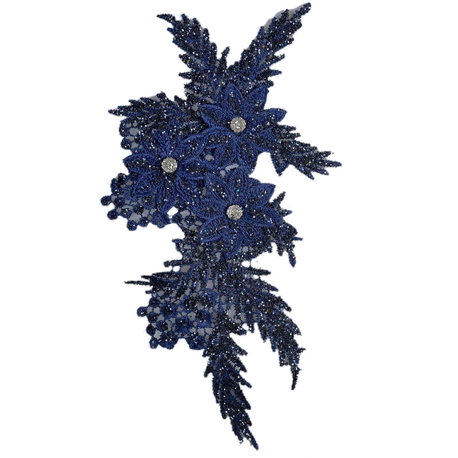 Lace Collar Sequins Design Soft Hollow Out 3D Flower Embroidery Patch Neckline Lace Trim Daily Use mengxi