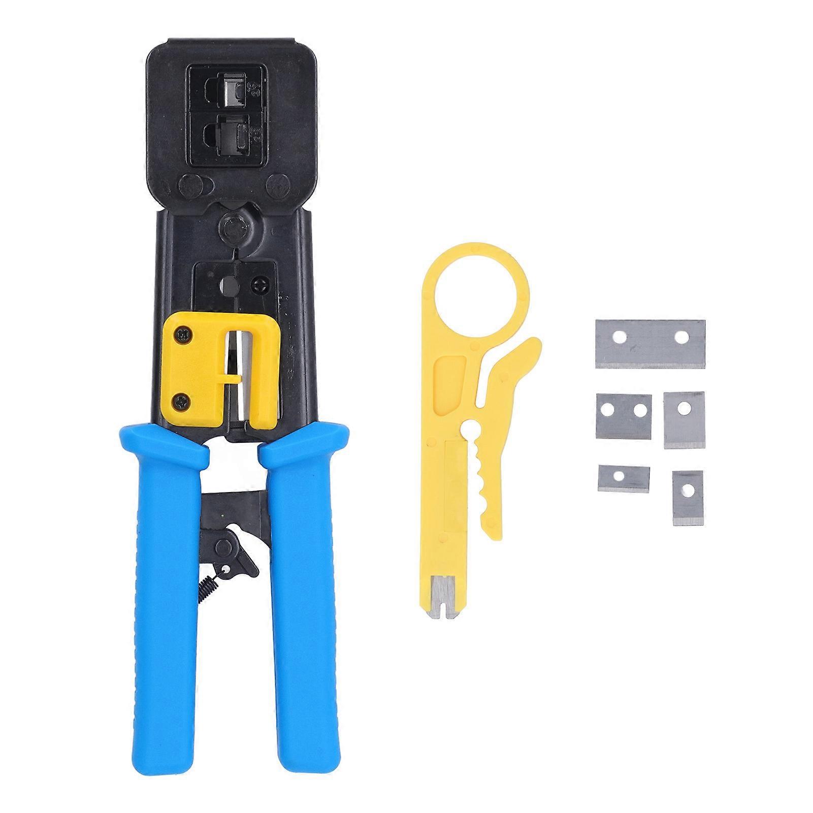 Network Cable Crimp Pliers, RJ11 RJ45 Connector Crimp Pliers Ratchet Crimper EZ RJ Connector Crimping Tool, for 8P 6P RJ Connector