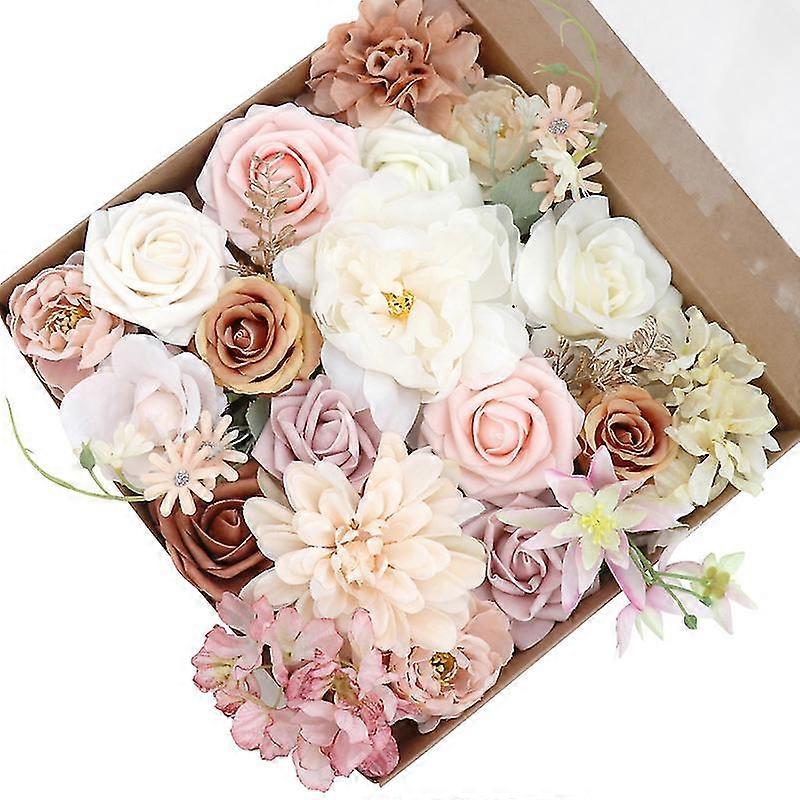 Rose fiori artificiali bouquet rosa box set per fai-da-te sposa doccia decorazioni finte composizioni floreali