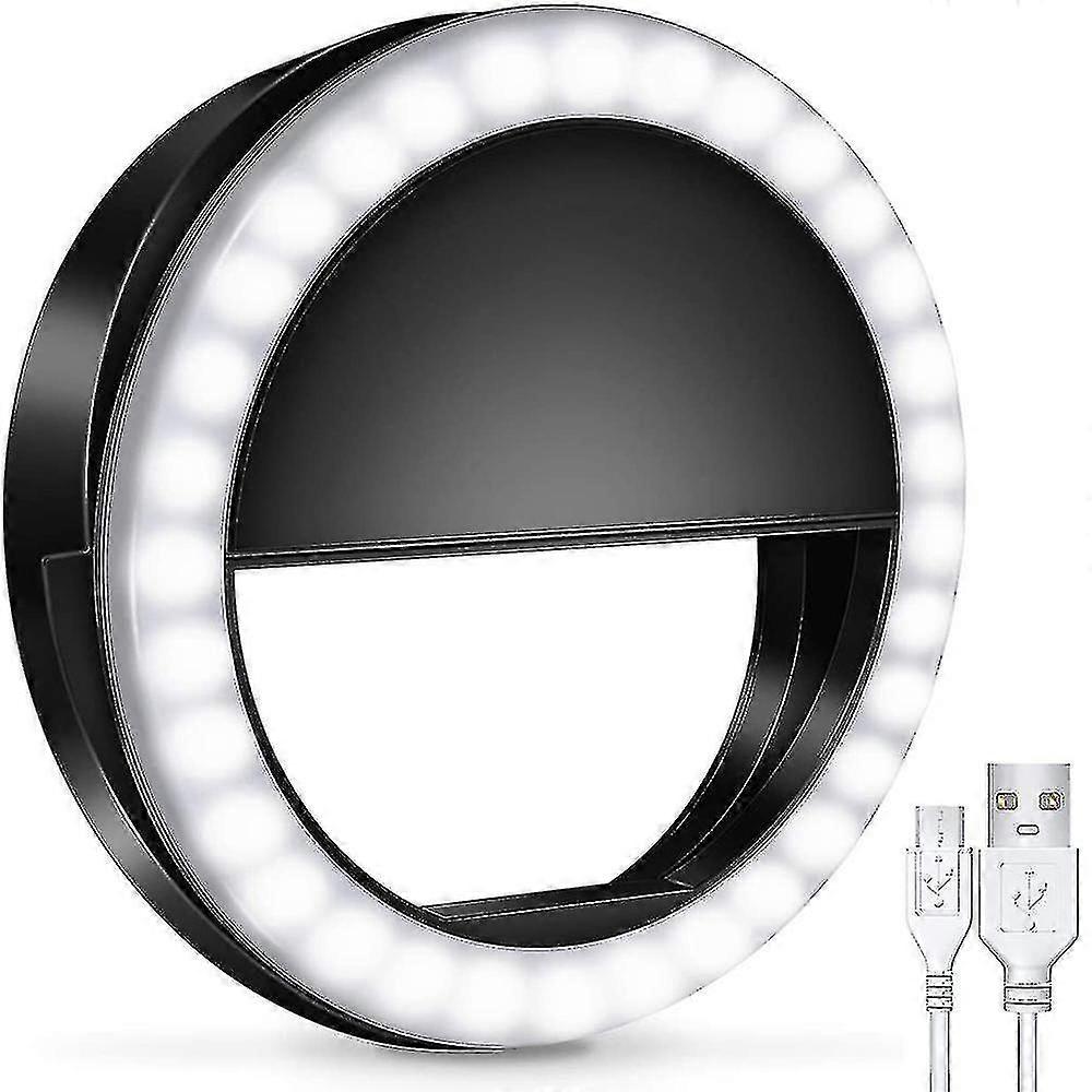 Selfie Ring Light, Clip-on Led Camera Light, Rechargeable 36 Led Fill-light, 3-level Adjustable Brightness Video Lights