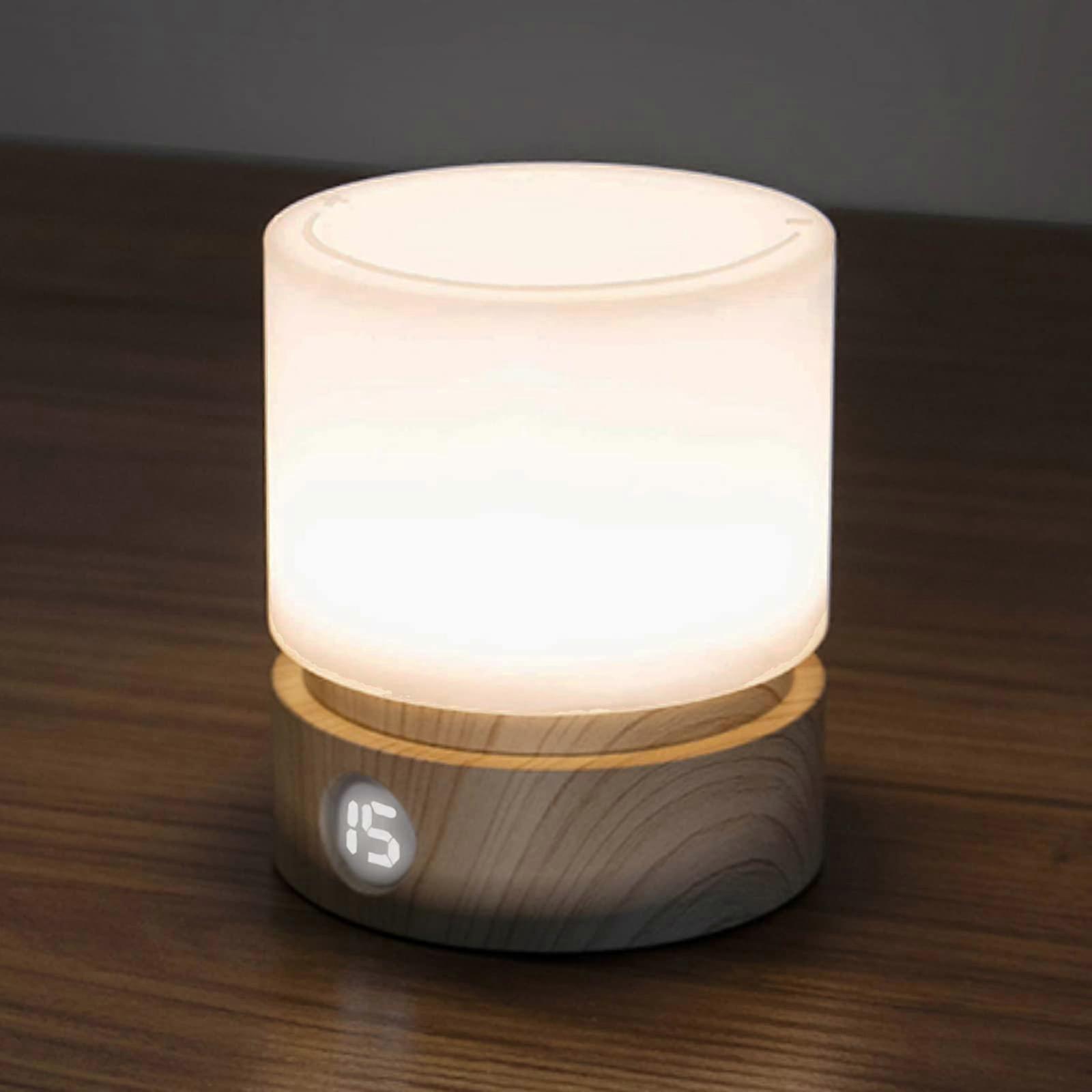Veilleuse de minuterie, grain de bois de chevet à intensité variable, lumière d’aide au sommeil