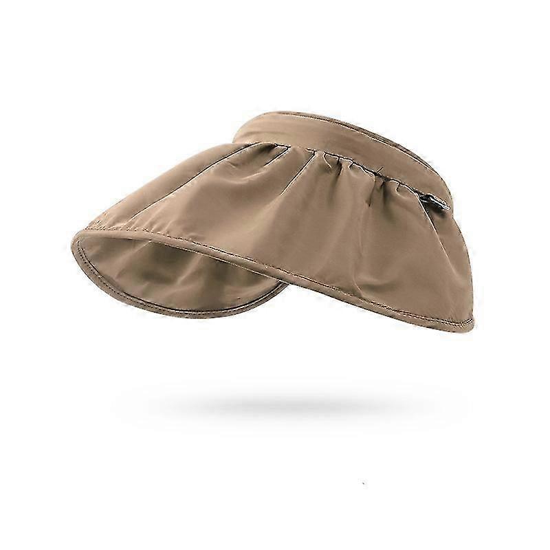 Sunshade Sunscreen Polyester Empty Cap Women's Outdoor Running Big Brim Shell Hat (Beige)