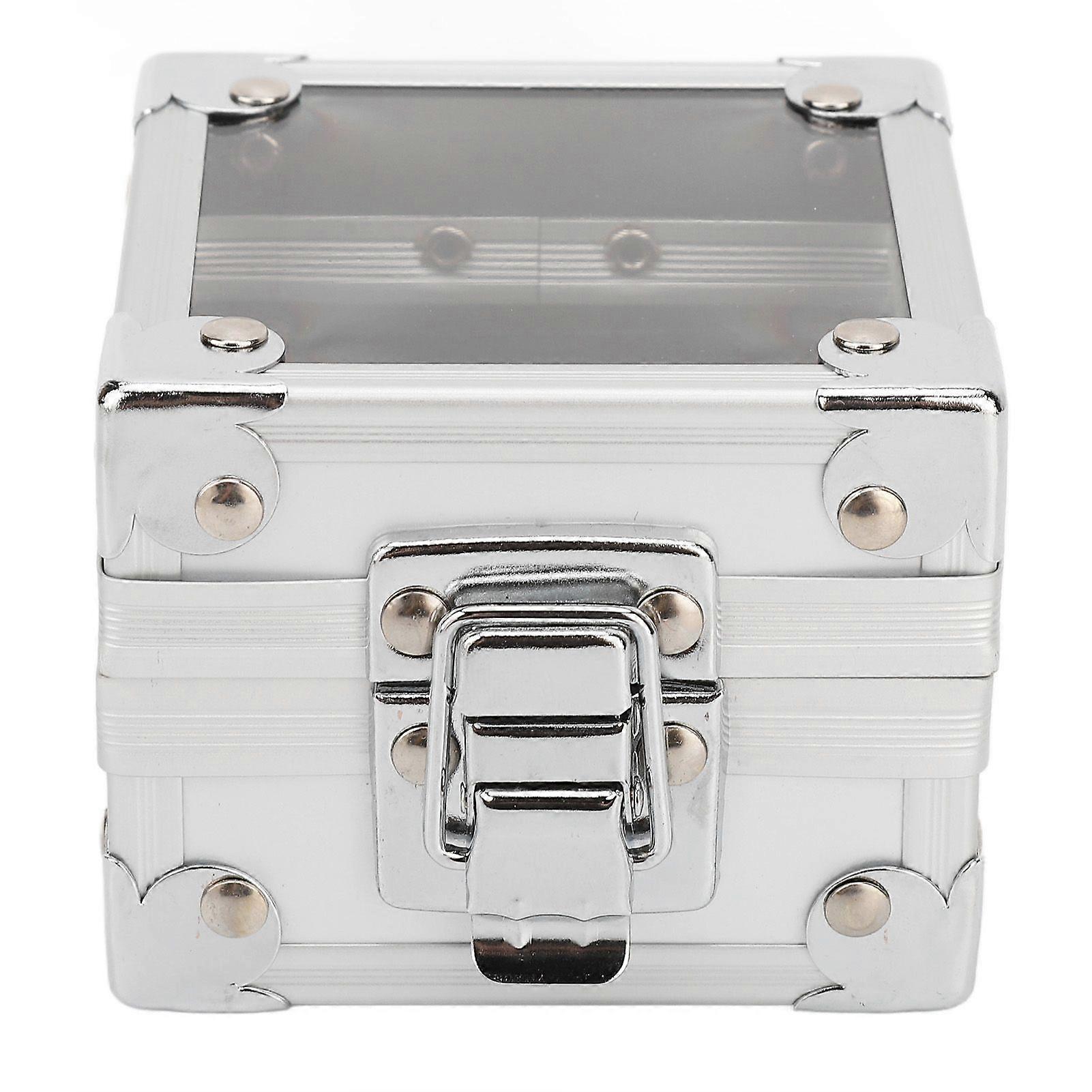 Nail Drill Bits Storage Box 25 Holes Transparent Clamshell Lock Design Dustproof Nail Drill Bits Desktop Container Silver