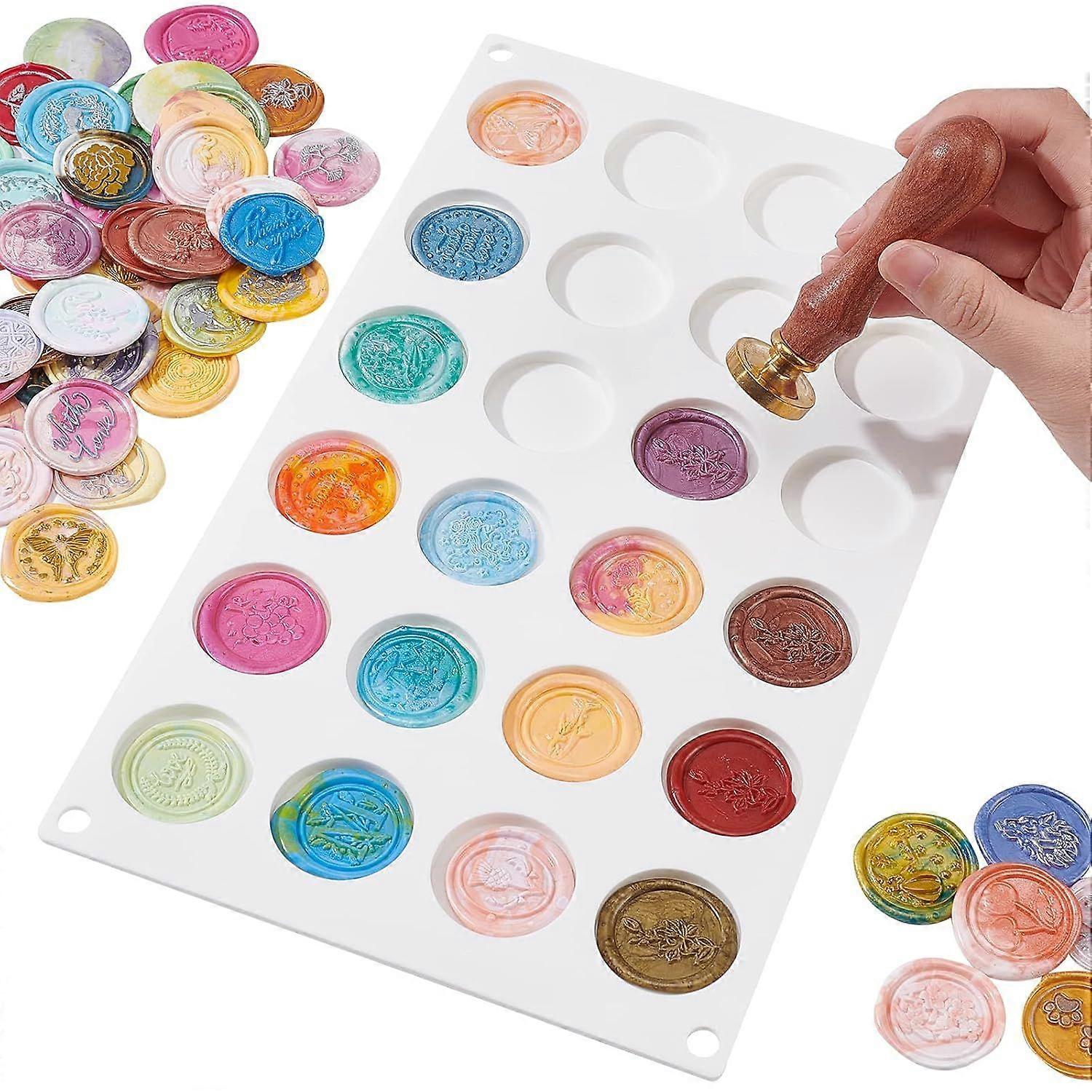 Silicone Mat/Pad for Wax Seal Stamp 24-Cavity Wax Sealing Mat 1.3" Round Wax Seal Stamp Mat 4X6 Adhesive Dots Non-Stick Silicone Pad for DIY Wax Circl