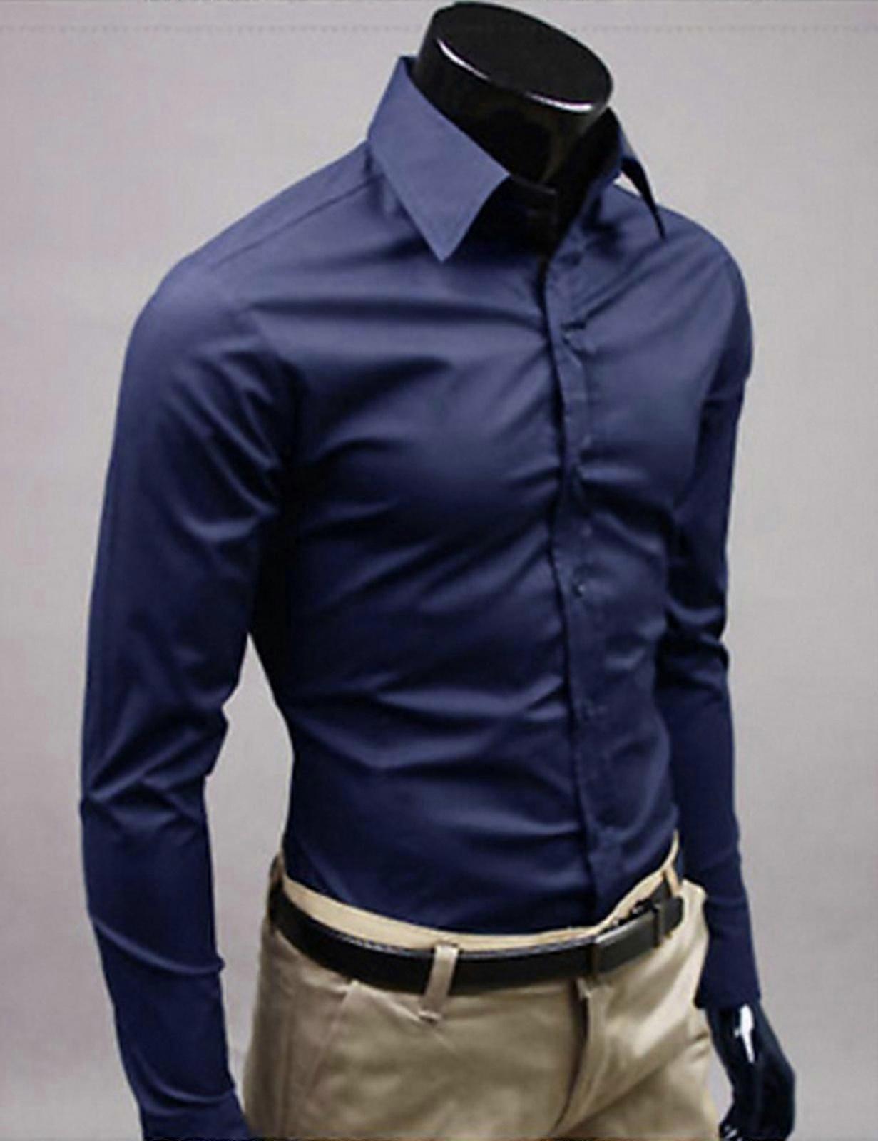 قمم رجالي بأكمام طويلة قميص الأعمال عادي رسمي عارضة قميص