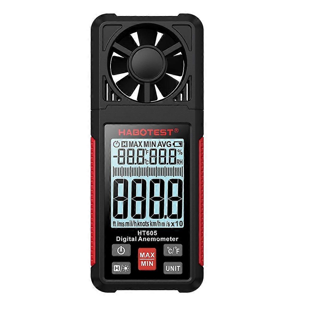 HT605 Digital Anemometer Wind Speed Meter Portable Windmeter LCD Backlight Display Temperature Hum