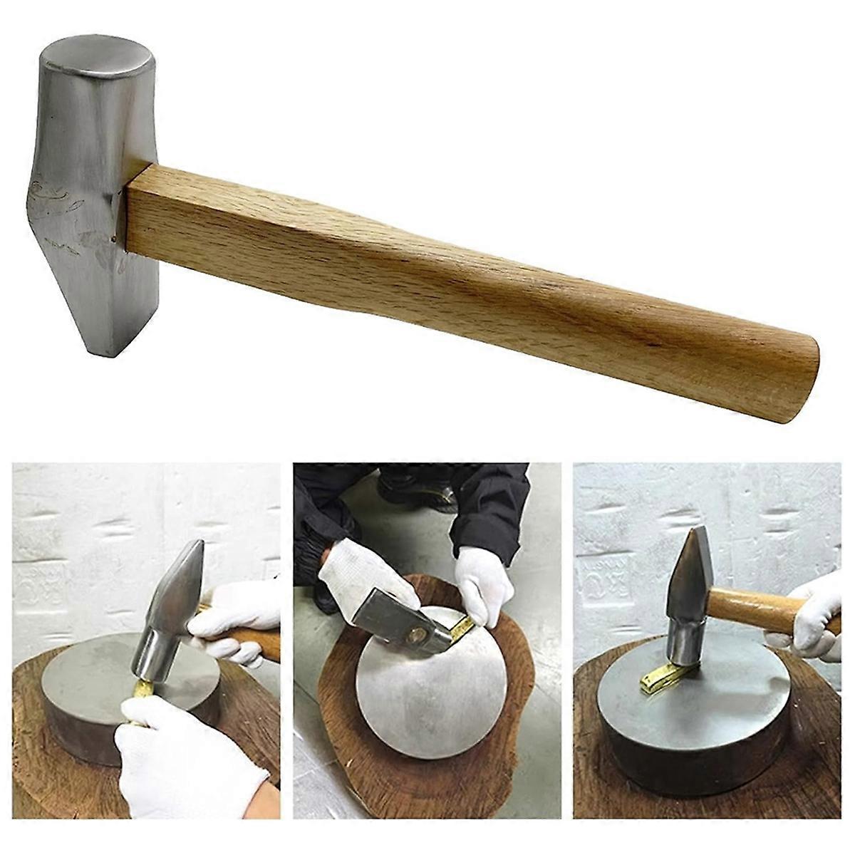 Professional Jewelry Making Supplies Hammer with Flat Face Portable Accessory for Silversmiths and Craftsmen Use Large