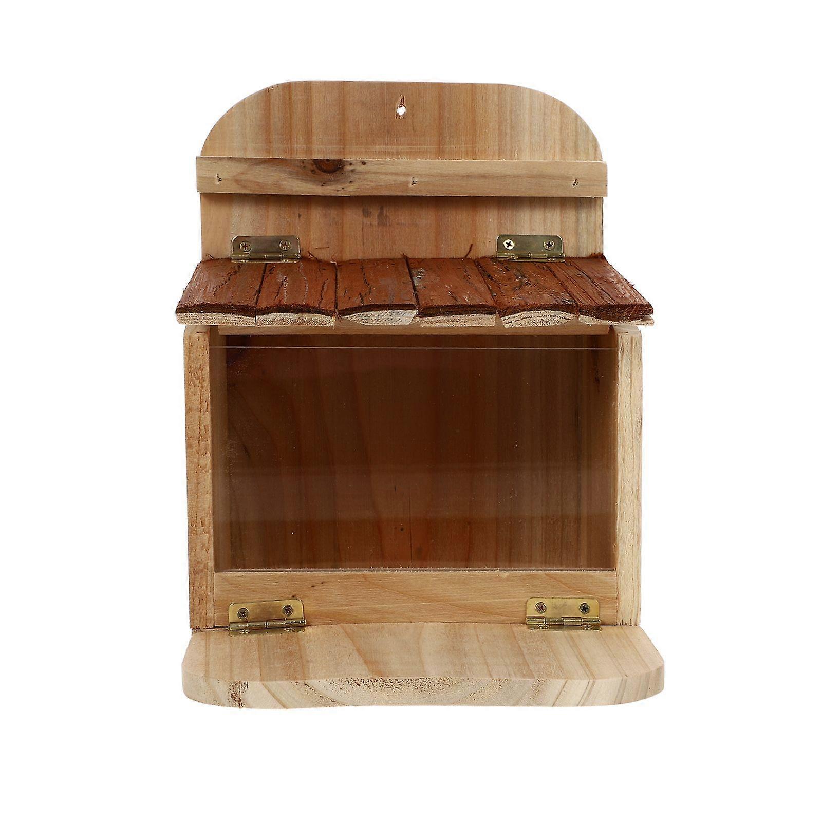 リスフィーダー木製ピクニックテーブル食品貯蔵ホルダー裏庭ペットフィーダー