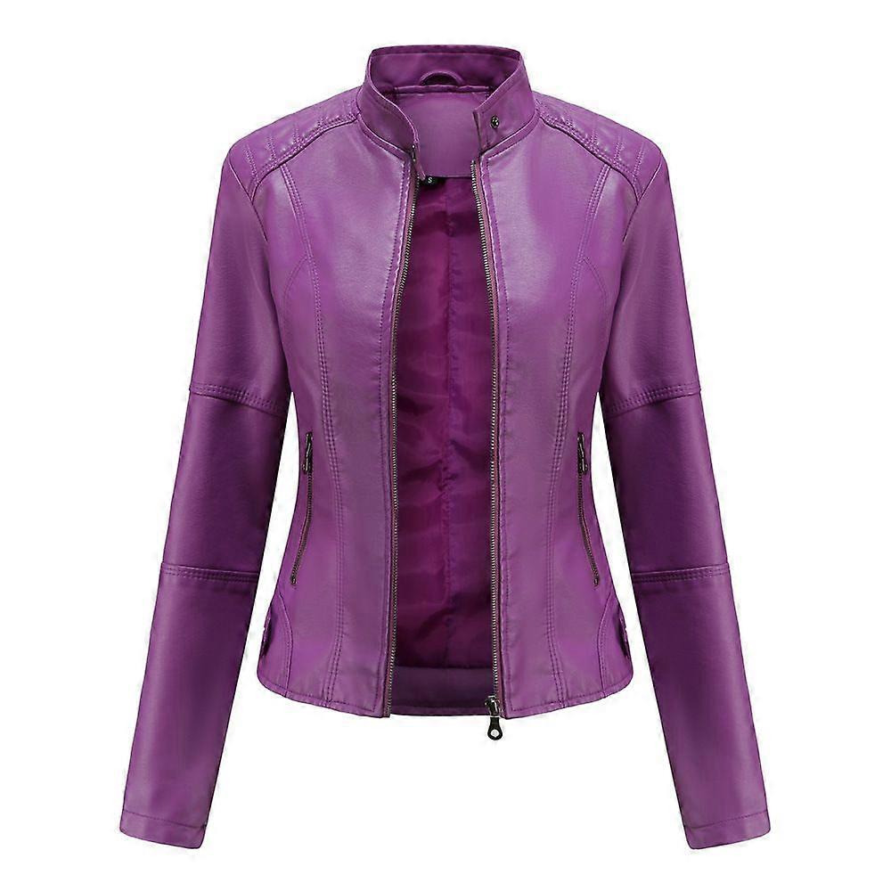 אביב וסתיו מעיל עור נשי מעיל בגדי אופנוענים מעיל עור בגודל גדול