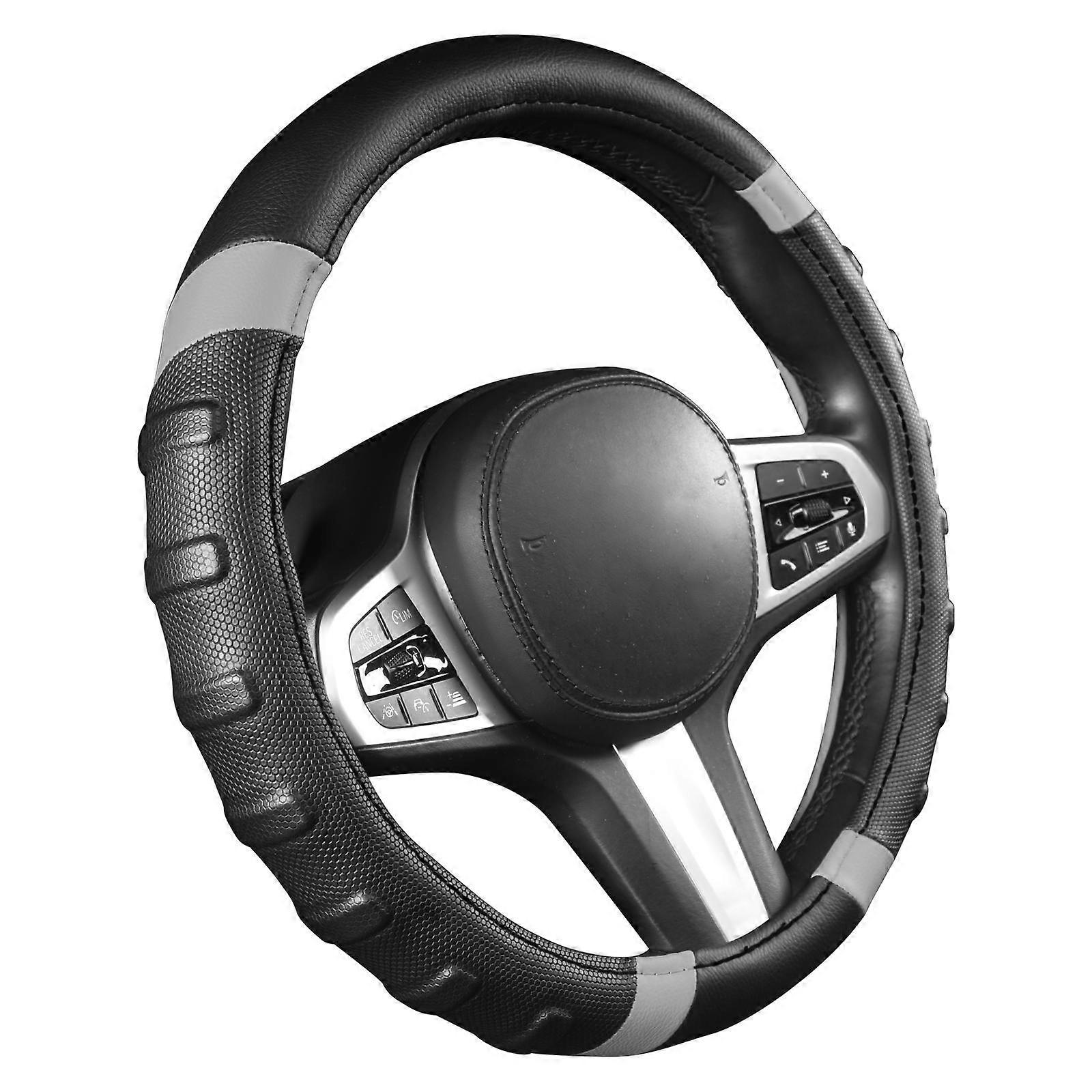Car Steering Wheel Cover Breathable and Non Slip Microfiber Leather Steering Wheel Cover Universal 38cm/15 inch