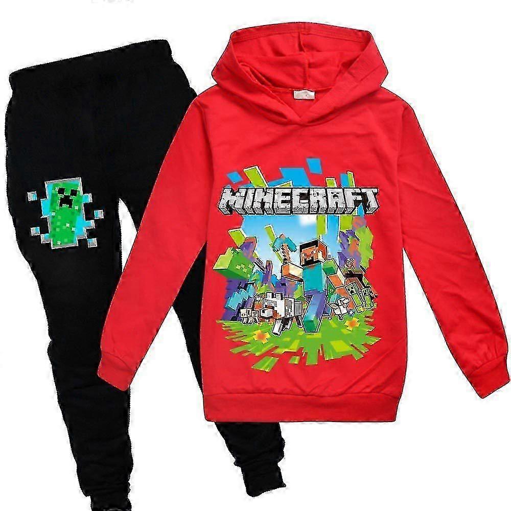 Minecraft Print Kids Tracksuit Set Sports Casual Hoodie Pants Outfits